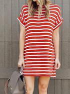 Choies Red Stripe Cotton Chic Women Mini Dress