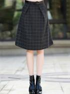 Choies Dark Gray Plaid High Waist Buckle Strap Vintage Mini Skirt