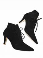 Choies Black Faux Suede Lace Up Pointed Ankle Boots