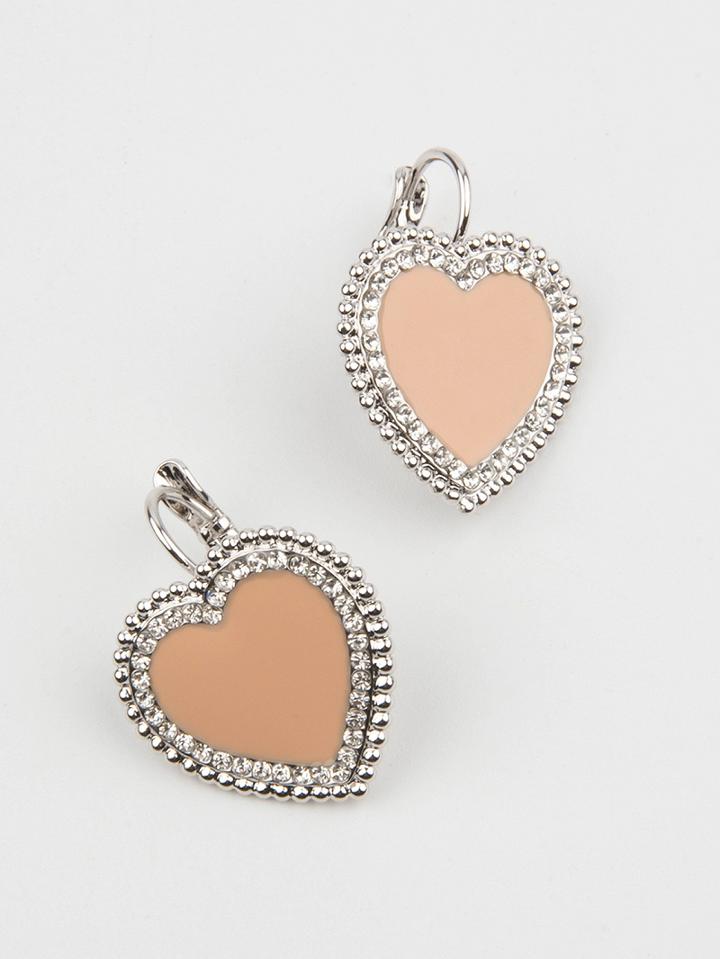 Choies Nude Stone Crystal Heart Drop Hook Earrings