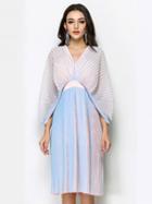 Choies Blue V-neck Batwing Sleeve Pleated Dress