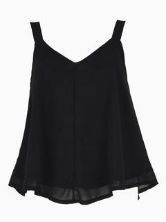 Choies Black V-neck Backless Chiffon Vest