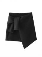 Choies Black High Waist Knot Front Asymmetric Hem Mini Skirt