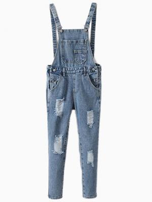 Choies Denim Dungaree With Cut Out