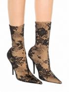 Choies Polychrome Stretch Lace Print Detail Pointed Heeled Boots