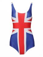 Choies Color Block Union Jack Print Low Back Swimsuit