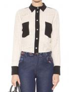 Choies White Color Block Lace Embroidery Shirt