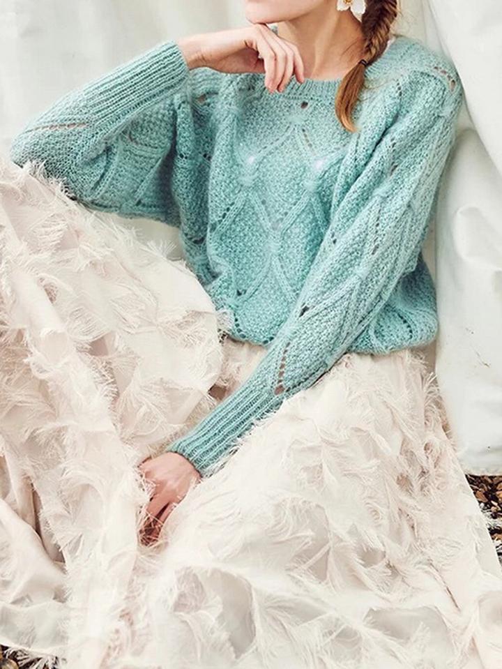 Choies Green Long Sleeve Women Knit Sweater