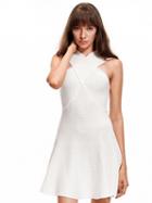 Choies White Cross Neck Sleeveless Knitted Mini Dress