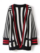 Choies Monochrome Stripe Open Front Knit Cardigan