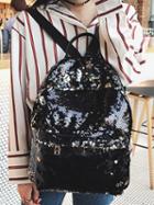 Choies Black Sequin Detail Pu Backpack