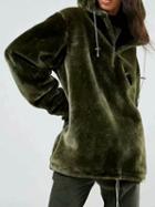 Choies Army Green Zip Front Long Sleeve Women Velvet Hoodie