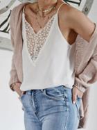 Choies White V-neck Lace Panel Chic Women Cami