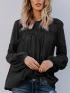 Choies Black Embroidery Detail Long Sleeve Blouse