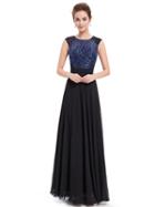 Choies Black Sequined Contrast Applique Panel Maxi Dress