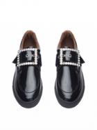 Choies Black Embellished Buckle Strap Flatform Loafers