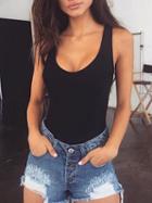 Choies Black Tie Back Backless One-piece Swimsuit