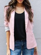 Choies Pink Lapel Button Front Blazer