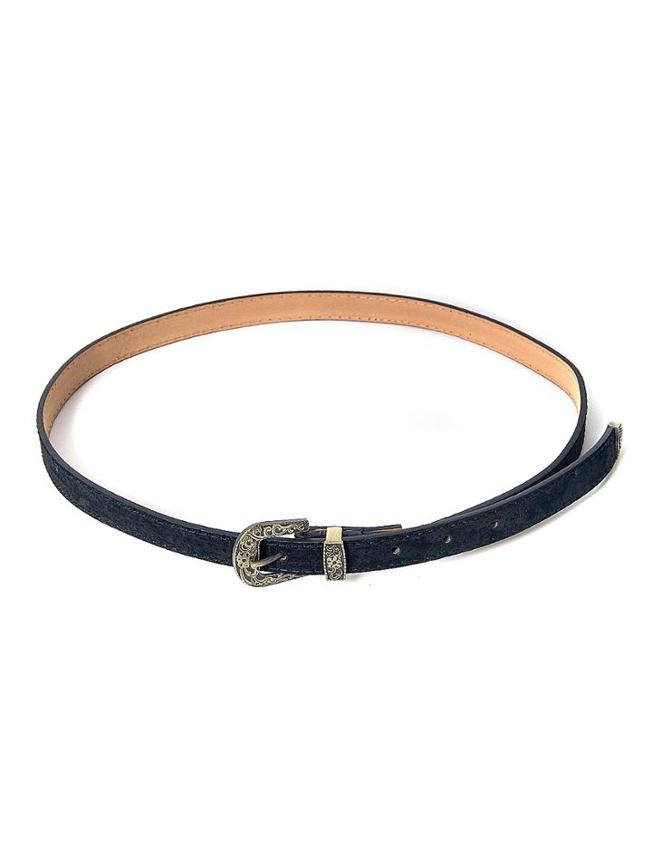 Choies Black Etched Buckle Embellished Pu Waist Belt