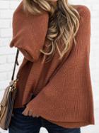 Choies Brown Flare Sleeve Chic Women Knit Sweater