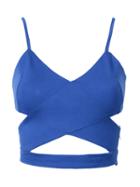 Choies Royalblue Cut Out Cross Spaghetti Strap Cropped Vest