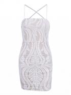 Choies White Spaghetti Strap Open Back Lace Mini Dress