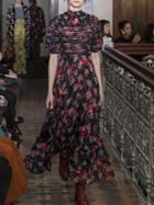 Choies Polychrome Stand Collar Floral Print Detail Lining Maxi Dress