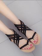 Choies Black Cross Strap Flat Sandals