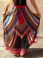 Choies Multicolor Geo Folk Print Maxi Skirt