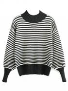 Choies Black Stripe Drop Shoulder Knit Sweater