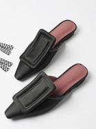 Choies Women's Black Satin Pointed Toe Flat Shoes