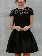 Choies Black Lace Panel Open Back Mini Dress