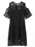 Choies Black Cold Shoulder Cut Out Detail Lace Dress