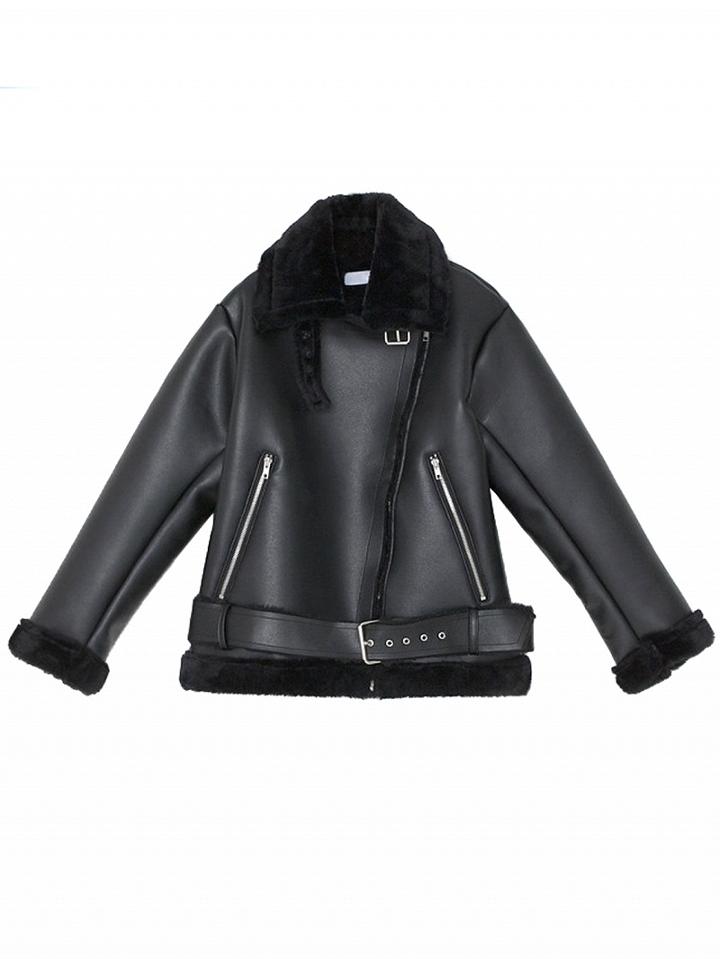 Choies Black Faux Shearling Biker Jacket