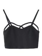 Choies Black Strappy Sweetheart Tight Crop Top