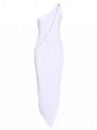 Choies White One Shoulder Zip Detail Asymmetric Bodycon Dress