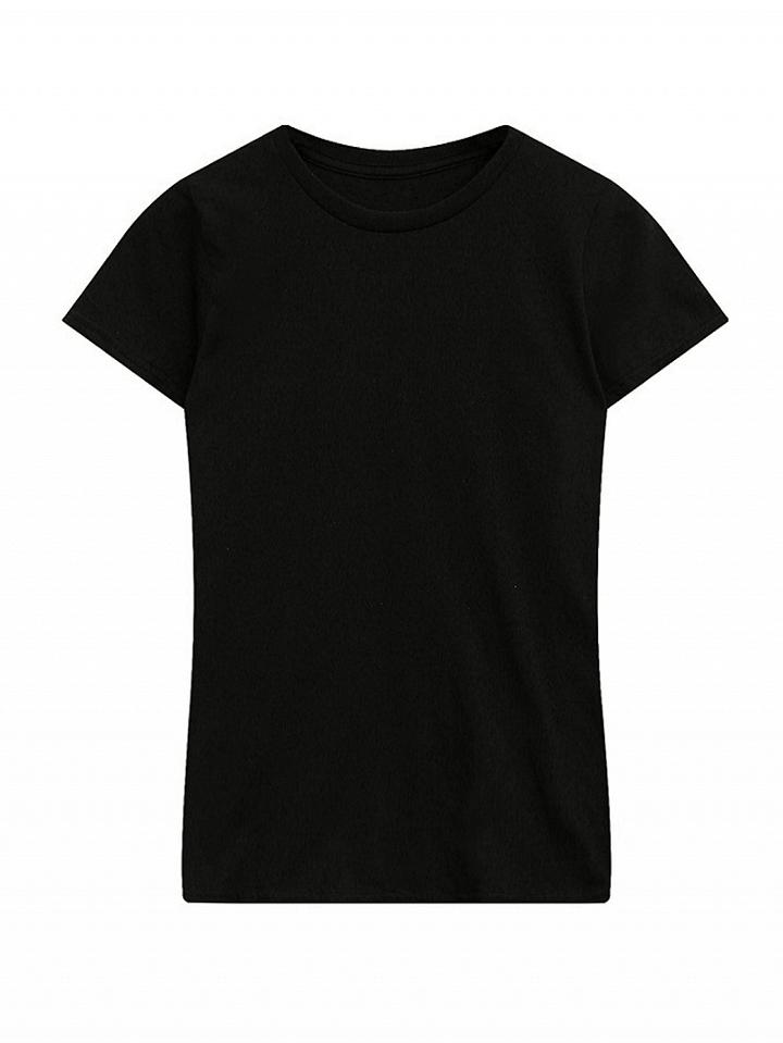Choies Black Round Neck Short Sleeve Basic T-shirt