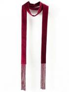 Choies Red Velvet Fringing Long Skinny Scarf
