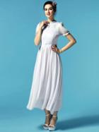 Choies Light Purple Crochet Lace Panel Ruched Dress