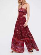 Choies Red Halter Cut Out Open Back Wide Leg Boho Jumpsuit