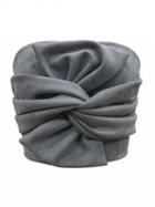 Choies Gray Faux Suede Knot Bow Front Crop Top