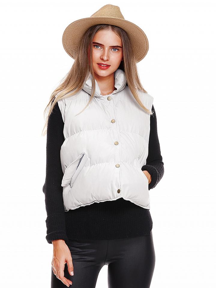 Choies Gray Button Front Padded Waistcoat