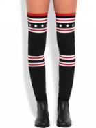 Choies Black Knit Star Pattern Flat Over The Knee Boots