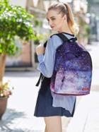 Choies Purple Galaxy Print Padded Straps And Back Backpack