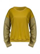 Choies Yellow Contrast Long Sleeve Belted Cuff Sweatshirt