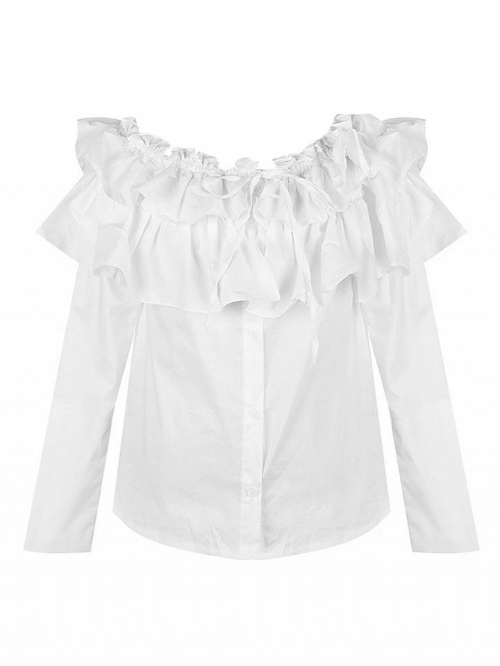 Choies White Off The Shoulder Layered Ruffle Top