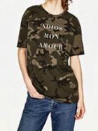 Choies Green Camo Letter Print Longline T-shirt
