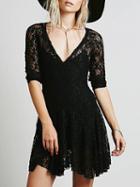Choies Black Plunge Lace Mini Dress