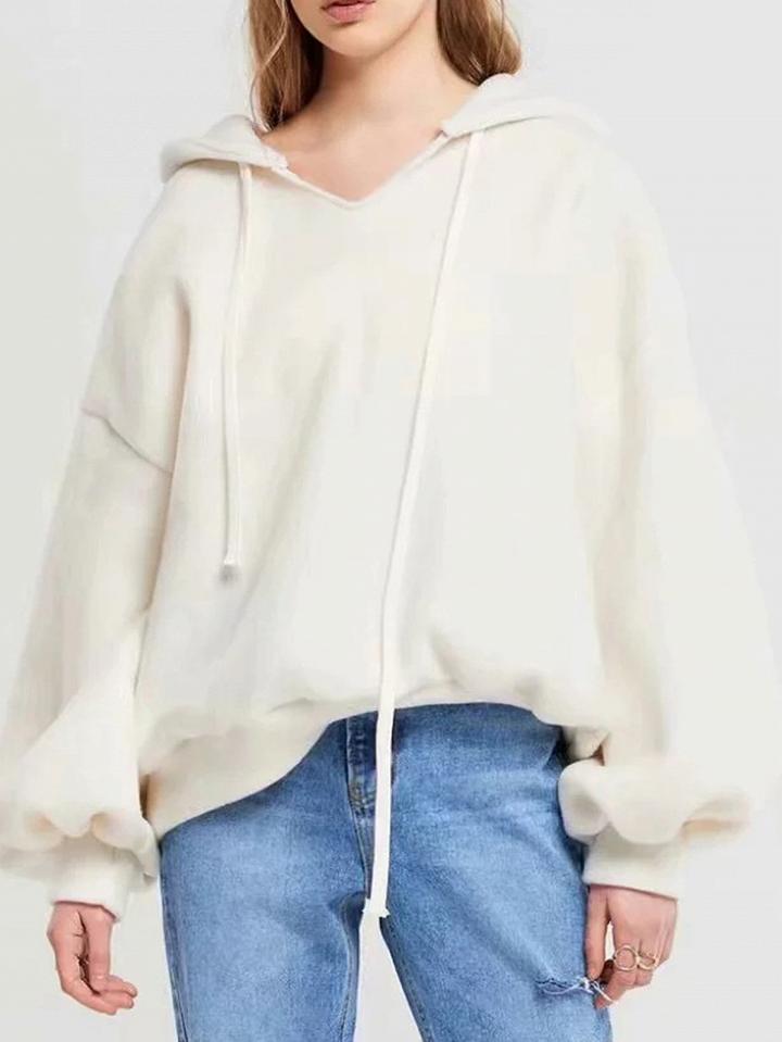 Choies White Drawstring Detail Long Sleeve Women Hoodie