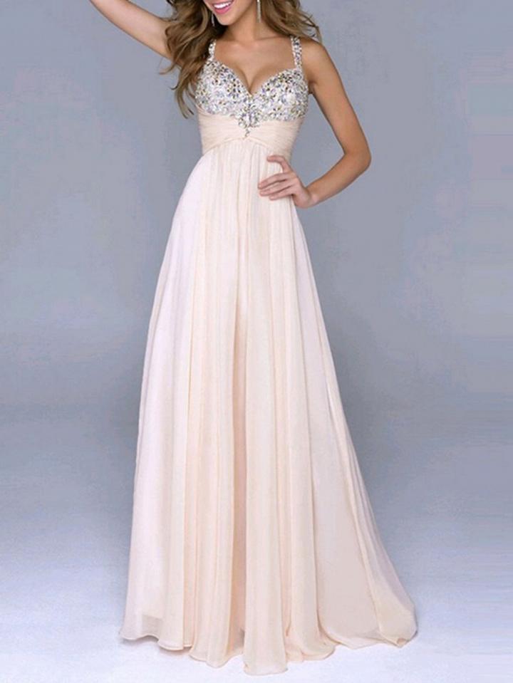 Choies Pink Plunge Sequin Detail Maxi Dress